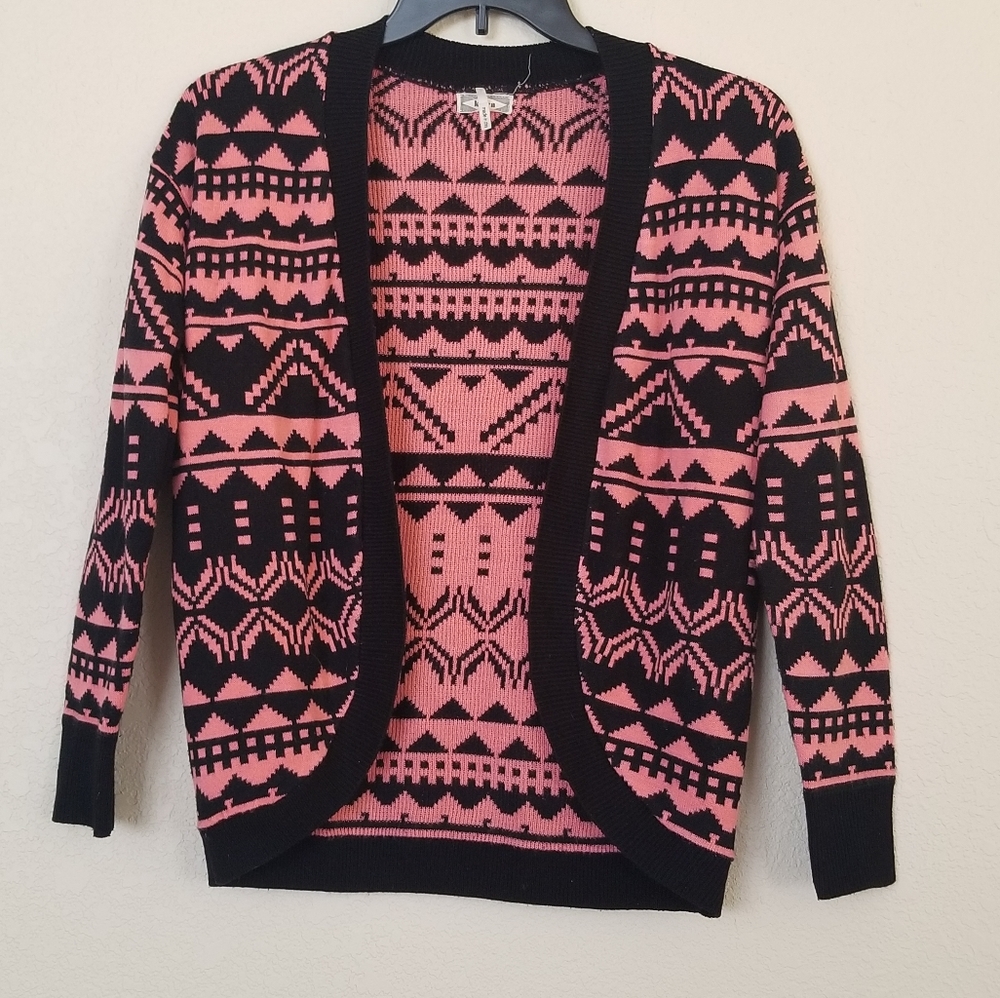 Kirra Aztec Cardigan Pink Black Womens Small